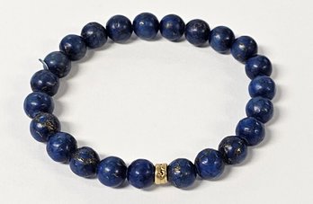 Blue Lapis Lazuli Bead Bracelet On Stretch Cord