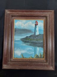 Oil On Canvas, Lighthouse, Signed Carol G.