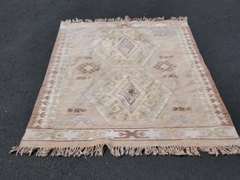 Vintage Hand Knotted Turkish Moroccan Tribal Fringed 4x6 Scatter Throw Area Rug