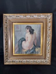 Signed Draped Nude Oil On Canvas