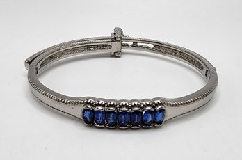 7 Stone Kyanite Bangle Bracelet In Stainless