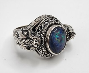 Bali, Australian Boulder Opal Triplet Ring In Sterling