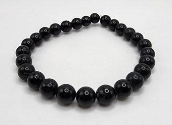 California Black Jade Beaded Stretch Bracelet