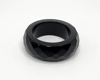 Black Onyx Carved Band Ring