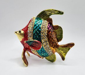 Austrian Crystal, Enameled Fish Trinket Box