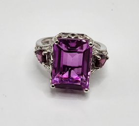 Patroke Quartz, Rhodolite Garnet Ring In Platinum Over Sterling