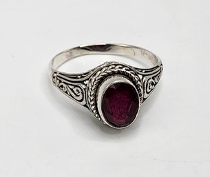 Bali, Ruby Ring In Sterling Silver