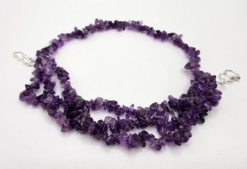 Amethyst Chips Multi Row Bracelet In Sterling