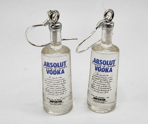 Absolute Vodka Bottle Earrings With Sterling Ear Wires