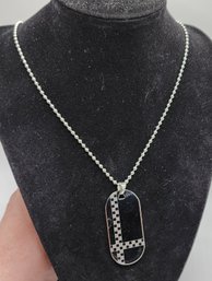 Checkered Dog Tag Pendant Necklace In Stainless