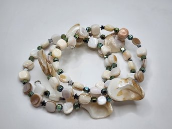 Hand Made Mother Of Pearl, Hematine Star Wrap Bracelet