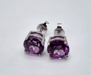 Lab Created Alexandrite Stud Earrings In Sterling