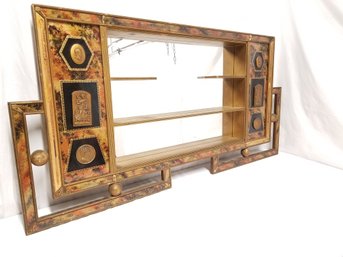 Antique Ornate Wall Hanging Shelf Mirror