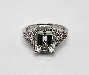 Prasiolite Ring In Platinum Over Sterling