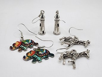 3 Pair Of Handmade Earrings With Sterling Ear Wires