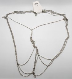 Pearl Beaded Body Chain In Silvertone