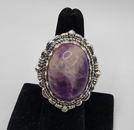 Amethyst Ring In Silvertone