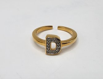 Diamond Initial D Openable Band Ring In Yellow Gold Over Sterling