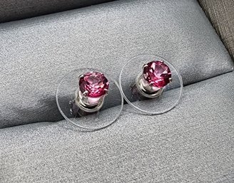 Pink Topaz Stud Earrings In Sterling Silver