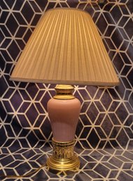 Pink And Brass Table Lamp.