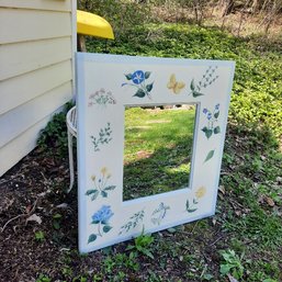 #37 - Beautiful 30' X 27' Wooden Mirror With Hand Painted Floral Designs