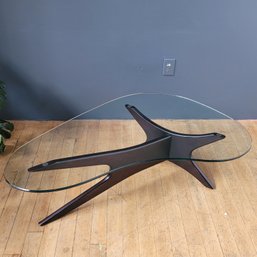 Mid Century Kidney Glass Sculptural Base Coffee Table