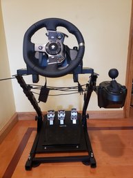 Complete High End Racing Wheel Setup With Steering Wheel, Shifter, Pedals And Stand (Xbox/PC/Mac)