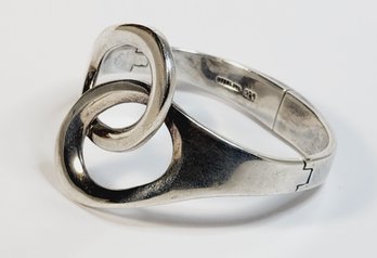 W0W...... UNIQUE Large Heavy Solid Sterling Silver Hinged Bangle Bracelet