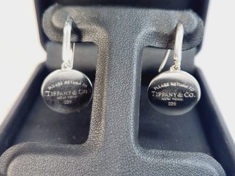 Tiffany & Co Hanging Round Drop Dangle Logo Earrings ' Return To Tiffany '