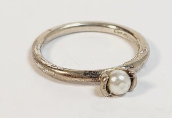 Vintage Sterling Silver Faux Pearl Ring