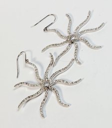 Coolest...... Large Sterling Silver Star Studded Hanging Earrings