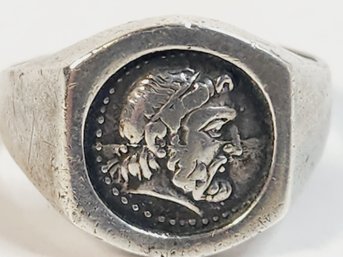 Vintage Sterling Silver Ancient Roman God Gradian Ring