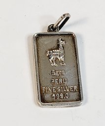 Vintage 5 Gram Peruvian .999 Silver Bar Ingot Pendant