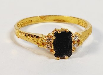 Antique 22k Yellow Gold  And Diamond  Black Onyx  Ring