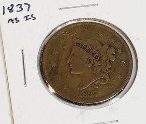 1837 Large  Cent Coin (186 Year Old)