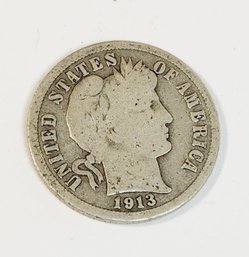 1913 Silver Barber Dime