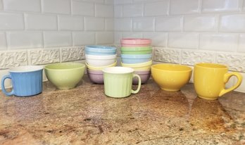 Table Tops Gallery & Nantucket Colorful Pastel Soup Cereal Bowls & Large Mugs