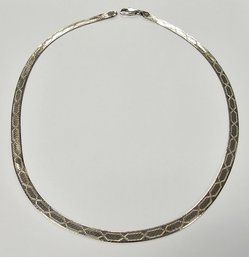 Vintage Sterling Silver REVERSIBLE HERRINGBONE Chain....One Side HAS An ENGRAVED Pattern, The Other Is PLAIN!