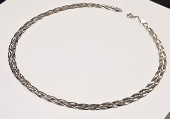 Vintage Sterling Silver 4 Strand BRAIDED Herringbone COLLAR Necklace...This SHINES And SPARKLES!!