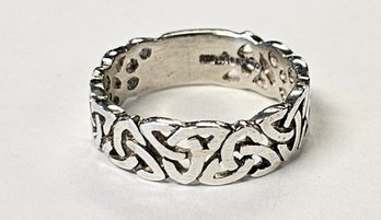 Vintage Sterling Silver TRINITY Design CELTIC Band ...Has Spot For SIZING!!! Size 6 1/2   6 MM  CAN BE SIZED