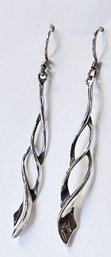 Vintage Sterling Silver SWIRL Freeform DANGLE Earrings ...Solid Casted Construction