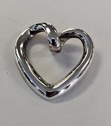 Freeform Sterling Silver HEART Slide ENHANCER Or Pendant