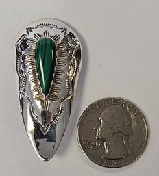 Vintage Sterling Silver NAVAJO Willie Shaw NATIVE AMERICAN Malachite BOLO WS  HAND CRAFTED