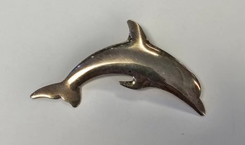 Vintage SIGNED Sterling Silver DOLPHIN Pin OR Pendant By INTERNATIONAL SILVER