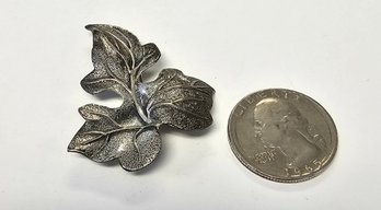 Vintage SIGNED Sterling Silver LEAF Brooch/Pin Made By BEAU 2 Of 2