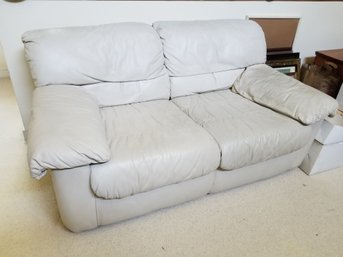 Off White Faux Leather Small 5 Foot Loveseat