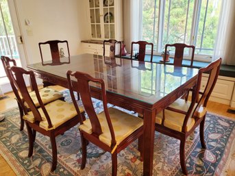 Very Nice Chinese Ming Style Rosewood Extendable Dining Table With Eight Chairs