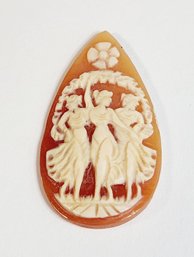 Vintage Carved Cameo Shell Tear Drop Shape