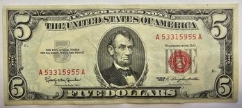 Gorgeous Series Of 1963 $5.00 Bill RED SEAL