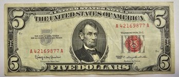 Series Of 1963 $5.00 Bill RED SEAL